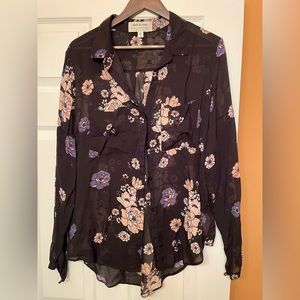 Cloth & Stone - black flowered button down